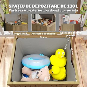 Outsunny Bancă de Exterior 130L, Capac, Cutie Lemn cu Balamale și Curea | Aosom Romania
