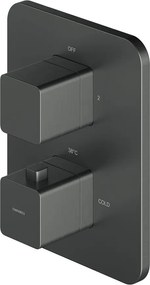 Baterie cada - dus incastrata Omnires Parma termostatata grafit cu corp ingropat