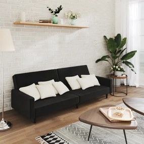 337316 vidaXL Canapea extensibilă cu 2 locuri, negru, catifea