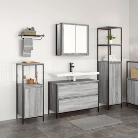 vidaXL Set mobilier baie, 3 piese, gri sonoma, lemn prelucrat
