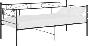 vidaXL Cadru de pat canapea, negru, 90x200 cm, metal