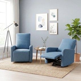 HOMCOM Fotoliu Relaxant Reclinabil Manual la 135°, Rotativ la 360° cu Funcție de Balans, Albastru | Aosom Romania