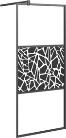 vidaXL Paravan de duș walk-in negru 90x195 cm sticlă ESG model piatră