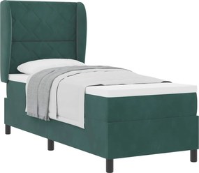 vidaXL Pat cu arcuri cu saltea Verde închis 200 x 80 cm Catifea