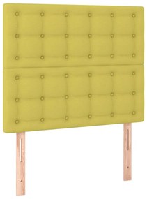 Pat box spring cu saltea, verde, 90x200 cm, textil Verde, 90 x 200 cm, Nasturi de tapiterie