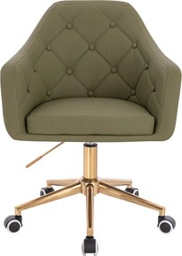 HR831K Scaun Khaki Piele Ecologica Premium Soft cu Bază Aurie