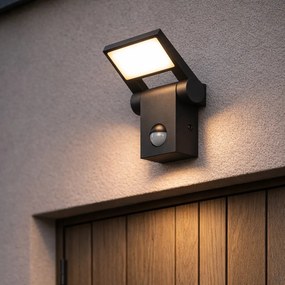 Aplică de perete exterioară antracit cu LED IP54 cu senzor de mișcare - Zane
