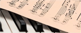 Tablou cu pian și notele muzicale (120x50 cm)