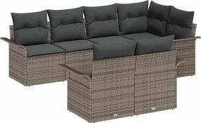 vidaXL Set de canapele pentru grădină cu pernă 7 pcs Gri Rattan poli