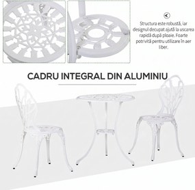 Outsunny Set de Gradina 3 Piese din Aluminiu cu 2 Scaune