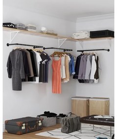 Set de 2 suporturi de perete LINEA pentru umerașe, negru