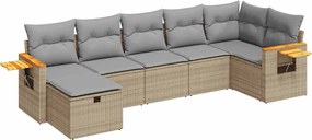 vidaXL Set canapele de grădină, 7 piese, cu perne, bej, poliratan
