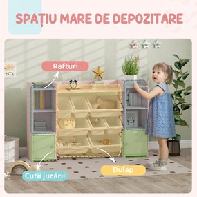 AIYAPLAY Scaffale Portagiochi Per Copii Con 8 Contenitori E Armadietti Roz | Aosom Romania