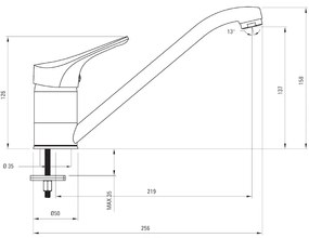 Baterie pentru chiuveta bucatarie crom lucios, cap mixer ECO-click, Deante Joko