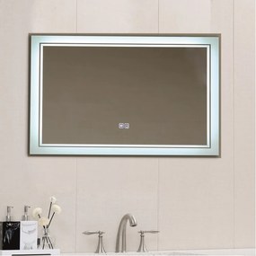 Oglinda cu iluminare LED si dezaburire Inter Ceramic 80x60 cm dreptunghiulara cu margine alba