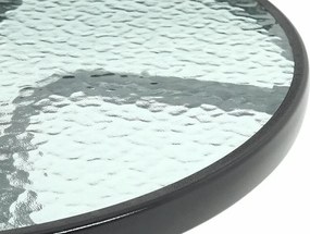 Masa gradina rotunda cu blat de sticla ISLAND 90 cm, negru