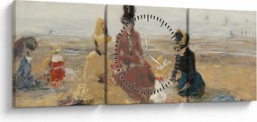 Tablou - Eugène Boudin, On the Beach, Trouville, reproducere (cu ceas) (90x30 cm)