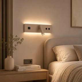 Brilagi-LED Aplică spot de perete cu port USB NOCTIS LED/3W/230V+LED/9W bej