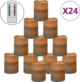 vidaXL Lumânări LED fără flacără cu telecomandă 24 buc. alb cald