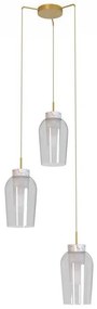Lustra cu 3 pendule design modern Nora auriu/ marmura alba