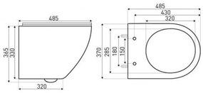 Toaletă Delos BLM fără ramă, montată pe perete, cu capac cu închidere silențioasă, neagră