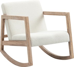 HOMCOM Scaun Balansoar Minimalist cu Pernuțe pentru Scaun și Spătar, Scaun pentru Sufragerie din Lemn de Caucciuc, Pluș și Spumă, 60x81x71 cm, Crem | Aosom Romania