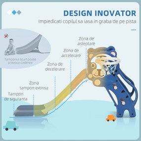 AIYAPLAY Tobogan 2 in 1 pentru Copii 1 pentru Utilizare in Interior, Durabil si Stabil, Usor de Asamblat, Cos de Baschet, pentru 18-36 luni, Albastru