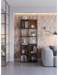 Bibliotecă neagră/cărămizie 71x179 cm Anya – Marckeric