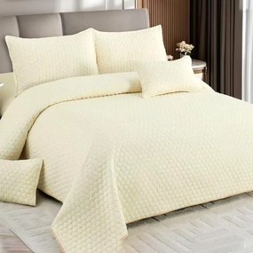 Cuvertura bumbac cu in, 5 piese, 220x240 cm, crem