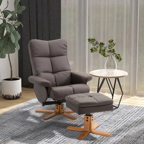 HomCom fotoliu rabatabil cu taburet, 80×99×86cm, maro | AOSOM RO