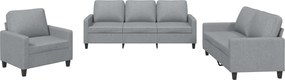 vidaXL Set de canapele cu perne, 3 piese, gri deschis, textil