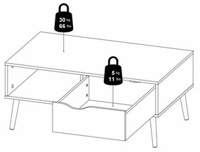 Tvilum Masuta de cafea alba OSLO 75384 cu blat de stejar