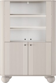 Vitrină cu patru uși Vesper 103 cm - cașmir / mânere negre / picioare rotunde