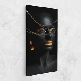 Tablou Canvas, 60x120cm, Dormitor si Living, Femei, Black and Gold, Gold Chain Woman