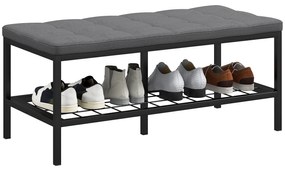 HOMCOM Banc de pantofi cu pernă rembursată și raft de depozitare, banc de intrare pentru hol, cameră, 90x41x40 cm, gri | Aosom Romania