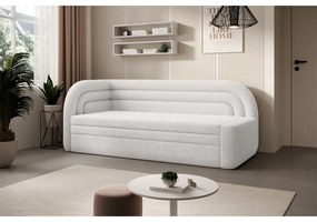 Canapea crem extensibilă/cu spațiu de depozitare cu tapițerie din țesătură bouclé cu colț pe partea stângă 223 cm Fabillo – ELTAP