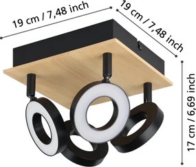 Eglo 901205 - Spot LED RIELVES 4xLED/4,2W/230V negru/maro