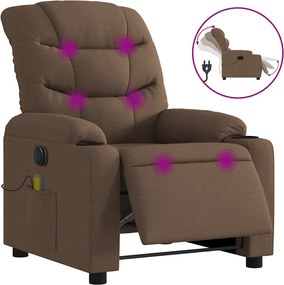 vidaXL Fotoliu electric de masaj rabatabil, maro, textil