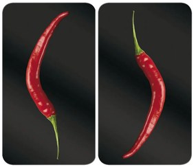 Set 2 protecții din sticlă pentru aragaz Wenko Peperoni, 52 x 30 cm