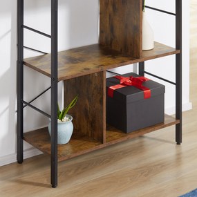 HOMCOM Bibliotecă cu 5 Rafturi, Compartimente Deschise, 77 x 30 x 157,5 cm, Maro Rustic și Negru | Aosom Romania
