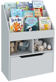HOMCOM Raft pentru copii cu sertar, bibliotecă cu rafturi, 60 x 29,9 x 90 cm, Gri | Aosom Romania