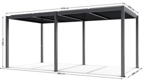 Pergolă LUXE 5,8x3m antracit cu iluminare LED