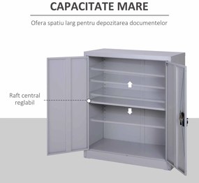 Vinsetto Dulap pentru Documente cu Raft Reglabil și Încuietoare de Siguranță, 80x40x92,5 cm, Gri | Aosom Romania