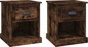 vidaXL Noptiere, 2 buc., stejar afumat, 39x39x47,5 cm, lemn prelucrat