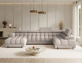 Colțar bej extensibil cu tapițerie din țesătură bouclé (cu colț pe partea dreaptă/în formă de "U") Feraria – ELTAP