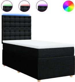 vidaXL Pat box spring cu saltea, negru, 80x200 cm, textil