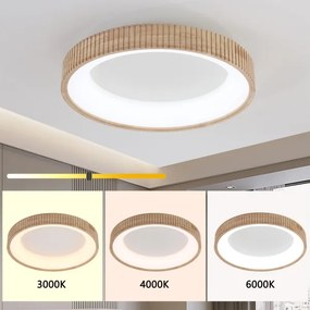 Brilagi - Plafonieră LED FALCON WOOD MODERN, 40W, 230V, Ø 60 cm, cu finisaj lemn