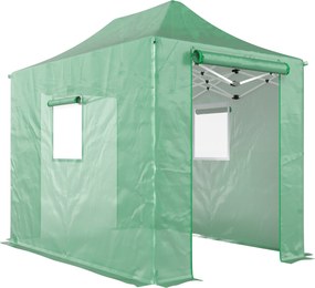 Outsunny Pop Up Seră aprox. 200x300x270 cm pliabilă din folie cu acoperiș în șarpantă, uși și ferestre cu fermoar | Aosom Romania