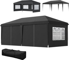 Outsunny Tonelă pop-up pliabilă - cort de recepție - 3 x 6 m 3 părți detașabile negru | Aosom Romania