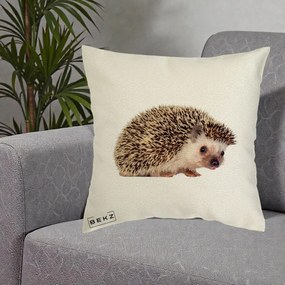 Perna Decorativa Arici Fotorealist, 40x40 cm, Ecru, Husa Detasabila, Perna Inclusa, BEKZ®